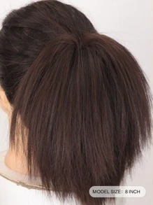 Short Straight Synthetic Hair Bun - Brown - View 2