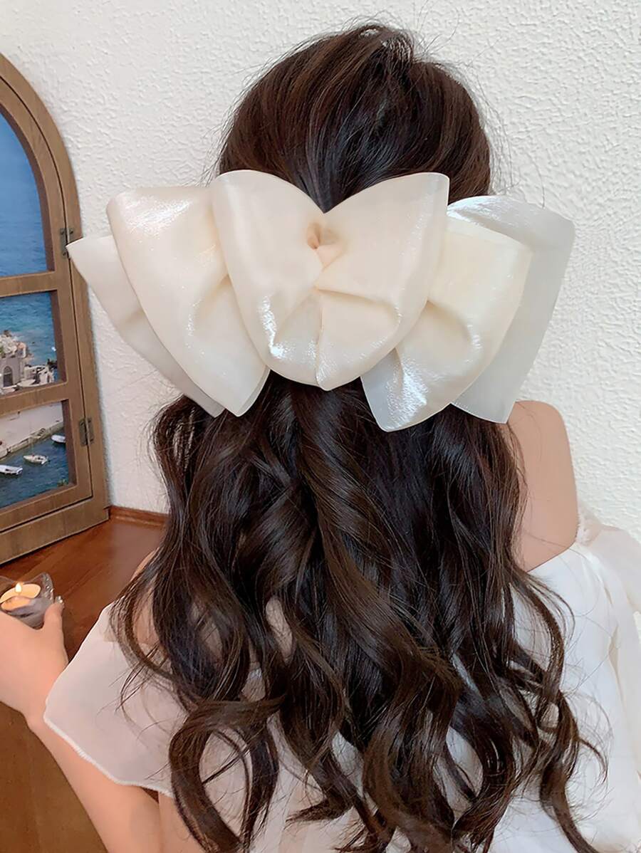 Clip trang trí nơ kiểu Pháp - Màu be - Xem 1