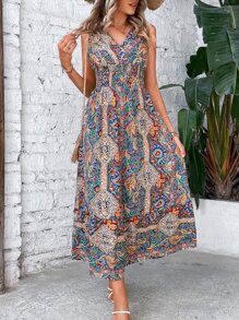 Breezaya Đầm Trọn gói Dải chun Hoa Paisley Boho - Nhiều màu - Xem 1