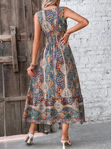 Breezaya Đầm Trọn gói Dải chun Hoa Paisley Boho - Nhiều màu - Xem 2