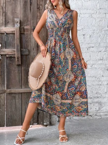 Breezaya Đầm Trọn gói Dải chun Hoa Paisley Boho - Nhiều màu - Xem 4