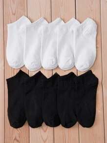 10 đôi vớ mắt cá chân rắn - Đen và trắng - Xem 1