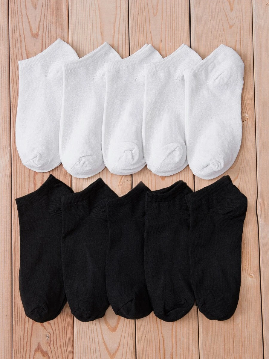 10 đôi vớ mắt cá chân rắn - Đen và trắng - Xem 1