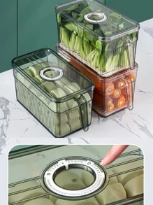1pc Dark Green Refrigerator Storage Box - Dark Green - View 2