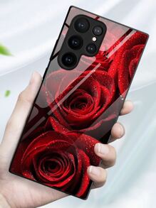 1个红色玫瑰玻璃手机壳，兼容苹果17 Pro Max/17 Air/17 Pro/17/16 Pro Max/16 Pro/16 Plus/16 以及 A55/A54/S24/S24 Plus/S24 Ultra/S24 FE/S25/S25 Ultra/S25 Plus 等型号，防水、防震、防摔、防刮。 - 彩色 - 查看 2