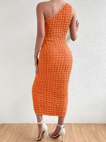SHEIN Privé Đầm màu trơn Thanh lịch - trái cam - Xem 2