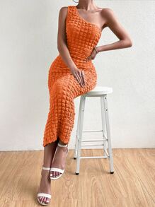 SHEIN Privé Đầm màu trơn Thanh lịch - trái cam - Xem 3