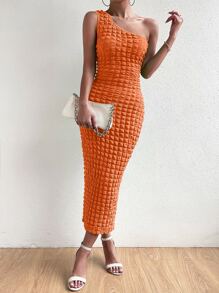 SHEIN Privé Đầm màu trơn Thanh lịch - trái cam - Xem 6