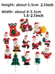 5 piezas Decoración de pastel Papá Noel de Navidad al azar - Multicolor - Ver 3