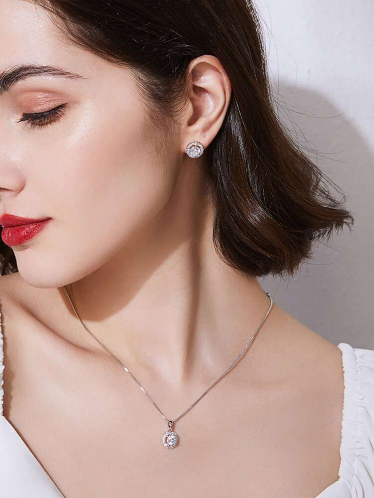 rakol 4pcs/set Glamorous Cubic Zirconia Decor Jewelry Set For Women For Daily Decoration For Party Banquet Wedding