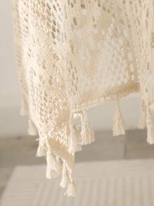 1入組米色裝飾桌布鏤空流蘇家居裝飾桌布 - 米色 - 查看 4
