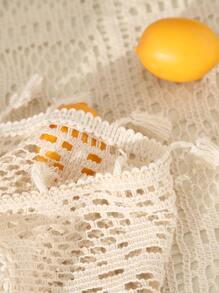 1入組米色裝飾桌布鏤空流蘇家居裝飾桌布 - 米色 - 查看 5
