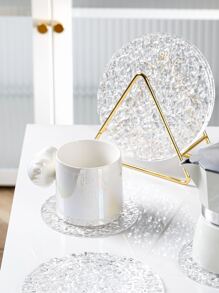 1入組透明圓形杯墊，圓形 PS 杯墊，適用於餐桌 - 無色 - 查看 1