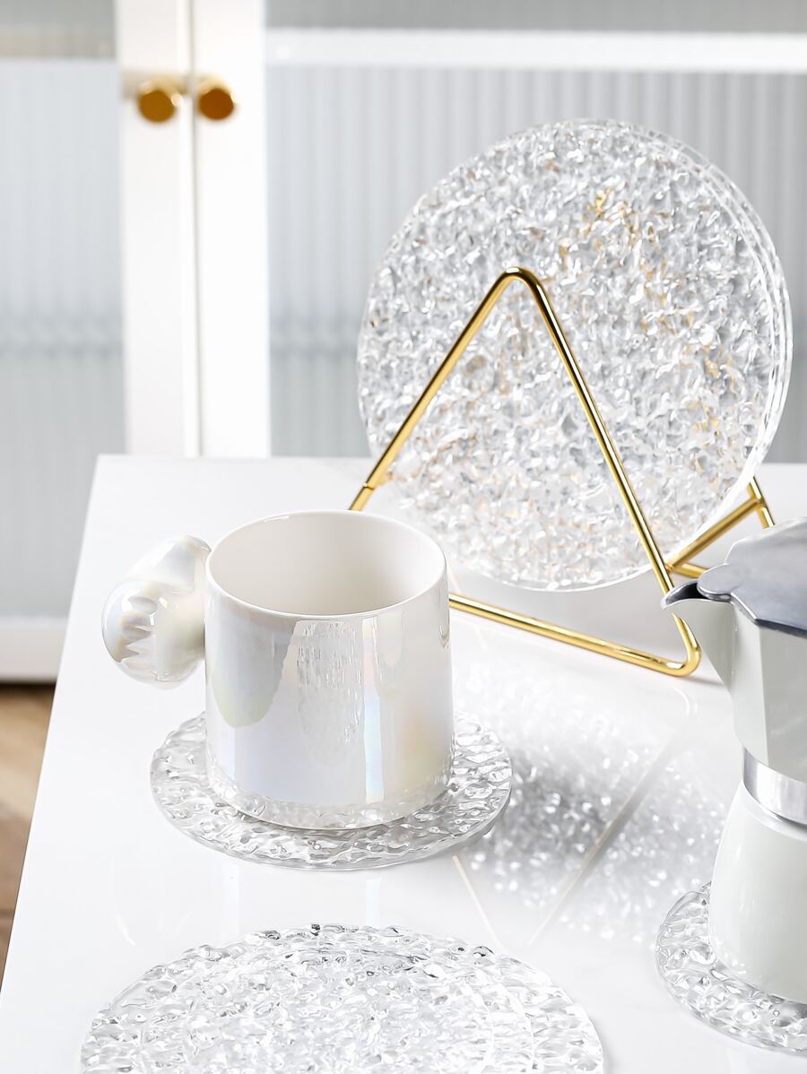 1入組透明圓形杯墊，圓形 PS 杯墊，適用於餐桌 - 無色 - 查看 1