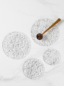 1入組透明圓形杯墊，圓形 PS 杯墊，適用於餐桌 - 無色 - 查看 2