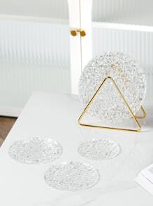 1入組透明圓形杯墊，圓形 PS 杯墊，適用於餐桌 - 無色 - 查看 4