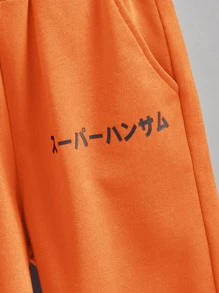 SHEIN 青少年男孩卡通角色印花T恤和短褲，夏季 - 橘色 - 查看 3