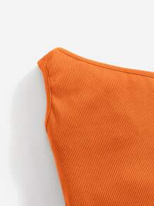 SHEIN Baby Girl One Shoulder Ribbed Knit Romper Without Bag