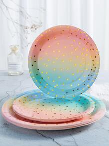 10入組/套一次性餐盤，7/9 英寸粉彩派對用品，金色圓點一次性紙盤，甜點盤，粉紅色紙質派對紙盤，一次性彩虹紙盤生日嬰兒洗禮婚禮彩虹派對餐具