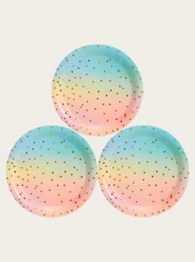 10入組/套一次性餐盤，7/9 英寸粉彩派對用品，金色圓點一次性紙盤，甜點盤，粉紅色紙質派對紙盤，一次性彩虹紙盤生日嬰兒洗禮婚禮彩虹派對餐具