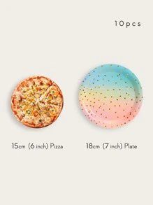 10入組/套一次性餐盤，7/9 英寸粉彩派對用品，金色圓點一次性紙盤，甜點盤，粉紅色紙質派對紙盤，一次性彩虹紙盤生日嬰兒洗禮婚禮彩虹派對餐具