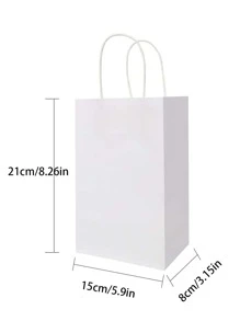 5pcs/10pcs/20pcs Solid Multifunction Gift Bag, White Paper Storage Bag For Party Valentine Day,White Kraft Paper Carrier Bags, Fashionable Packaging Solution, Gift Wrapping, Reusable Shopping, Party Decor, Craft Project Bags - Suitable For Small Businesses, Baking Gifts, Souvenirs, And Wedding Decorations, Christmas - White - View 7