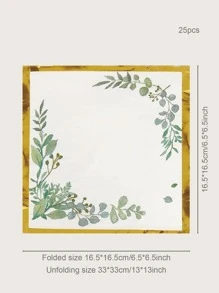 25 cái/bộ khăn ăn dùng một lần hình lá xanh, 13 * 13 inch 2 lớp, mềm mại và thấm nước, khăn tắm cô dâu lá xanh, đồ trang trí phòng tắm em bé bạch đàn và khăn ăn trang trí tiệc sinh nhật màu xanh lá cây xô thơm - Nhiều màu - Xem 3