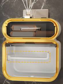 1pc Wall Mounted Toilet Paper Holder, Green Plastic Tissue Container For Home - Green - View 5