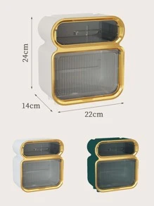 1pc Wall Mounted Toilet Paper Holder, Green Plastic Tissue Container For Home - Green - View 3