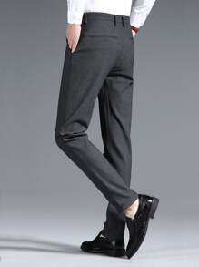 Men Slant Pocket Suit Trousers - Black - View 2