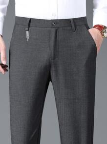 Men Slant Pocket Suit Trousers - Black - View 5