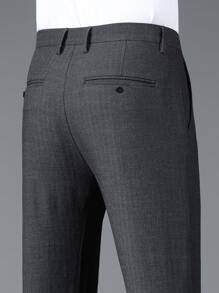 Men Slant Pocket Suit Trousers - Black - View 6