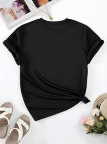 SHEIN LUNE 愛心圖案T恤 - 黑色 - 查看 2