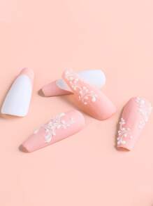 FULL BEAUTY 2张花卉图案美甲贴纸 - 白色 - 查看 4