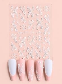 FULL BEAUTY 2张花卉图案美甲贴纸 - 白色 - 查看 8