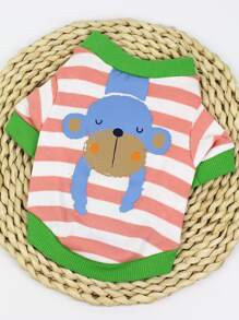 1pc Striped Print Pet Tee For Dog And Cat For Summer - Multicolor - View 1