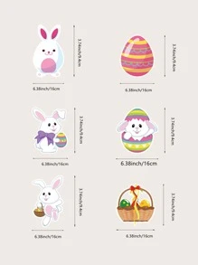 12入組復活節兔子設計螺旋花環卡通紙兔子和蛋形節日懸掛裝飾
