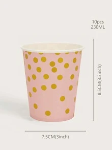 10入組波點圖案一次性杯子