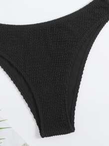 Swim Vcay Summer Beach Plain Bikini Set - Black - View 3