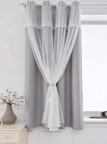 灰色單片窗簾北歐滌綸雙層單片遮光窗簾適用於臥室和客廳 - 灰色 - 查看 2