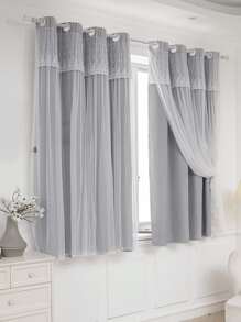 灰色單片窗簾北歐滌綸雙層單片遮光窗簾適用於臥室和客廳 - 灰色 - 查看 4