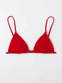 Swim Basics Summer Beach Solid Triangle Bikini Top - Red - View 3