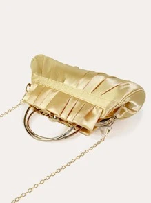 Rhinestone Decor Ruched Bag Top Handle For Party