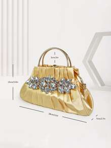 Rhinestone Decor Ruched Bag Top Handle For Party
