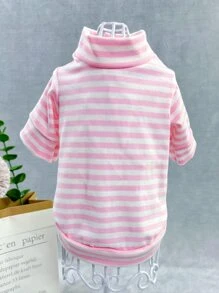 1pc Striped Print Pet Tee For Dog And Cat For Summer - Baby Pink - View 3