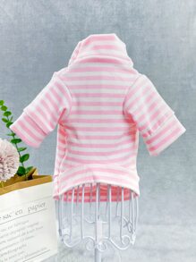1pc Striped Print Pet Tee For Dog And Cat For Summer - Baby Pink - View 6