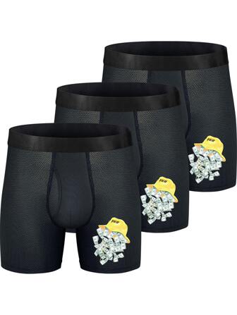 Guys 3pcs Letter Graphic Boxer Brief