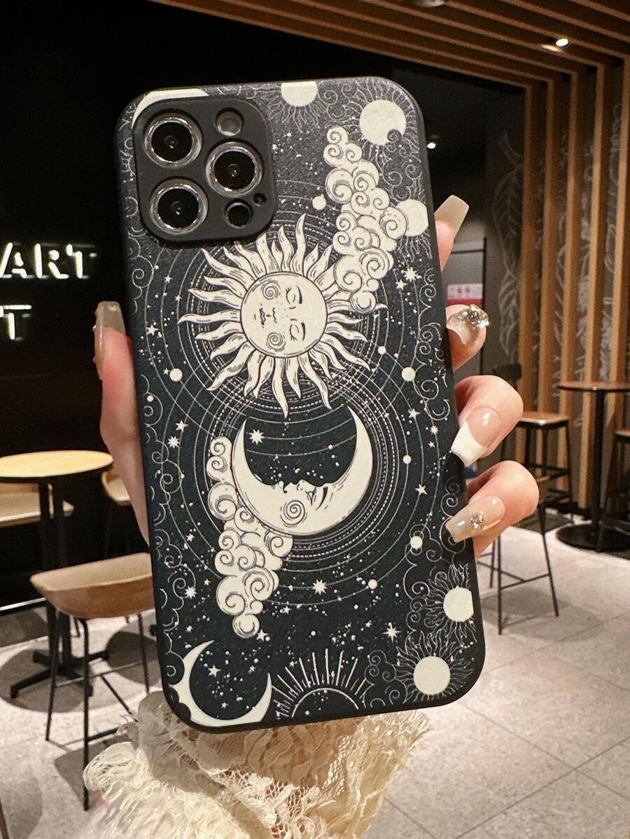 Moon Pattern & Sun Pattern Phone Case - Multicolor - View 1