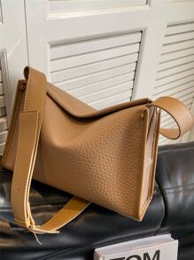 極簡流浪包按扣中等 - 卡其色 - 查看 5