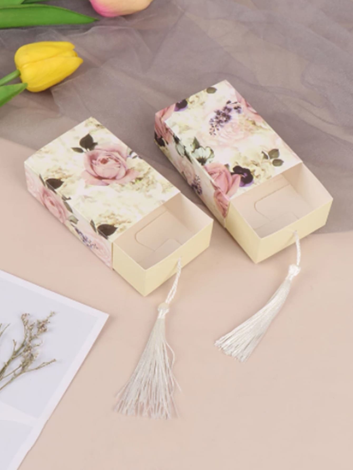 5pcs Rose Flower Pattern Pull-Out Mini Gift Boxes For Birthday/Wedding Party Favors - Multicolor - View 1
